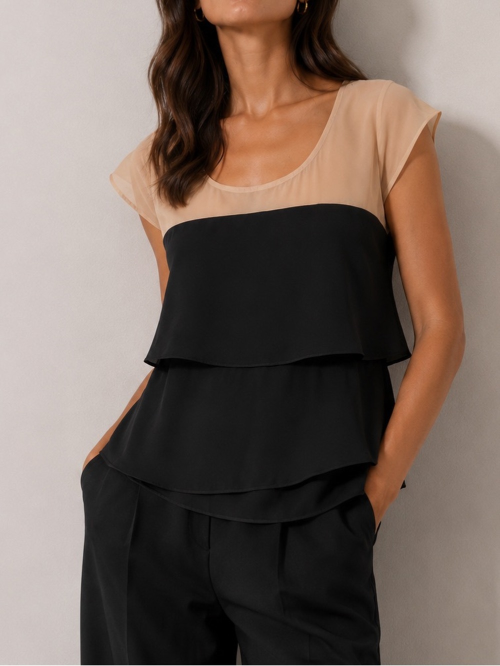 Ann Taylor tiered cap sleeve top